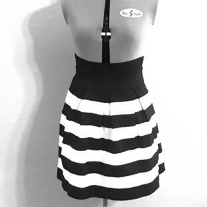 Ann Taylor Black and White Striped Skirt
